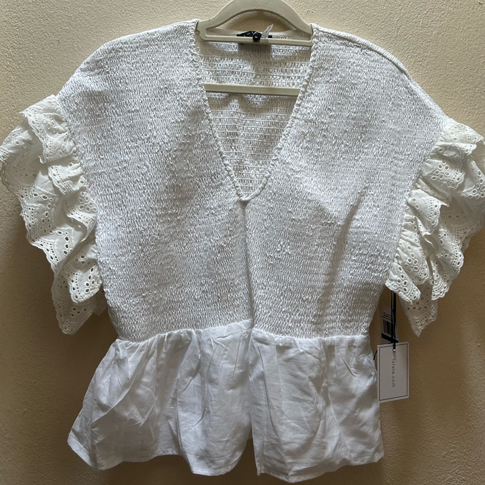 NWT 1 State White Cotton Blouse